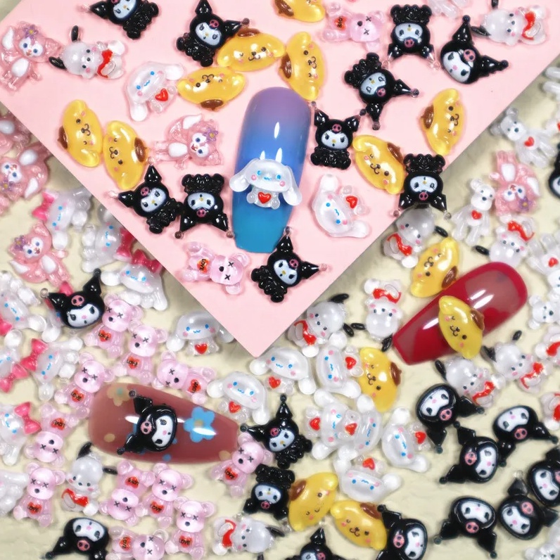 Bộ 50 Miếng Dán Móng Tay sanrio cinnamoroll y2k Tự Làm Họa Tiết anime kuromi mymelody Pompom kawaii