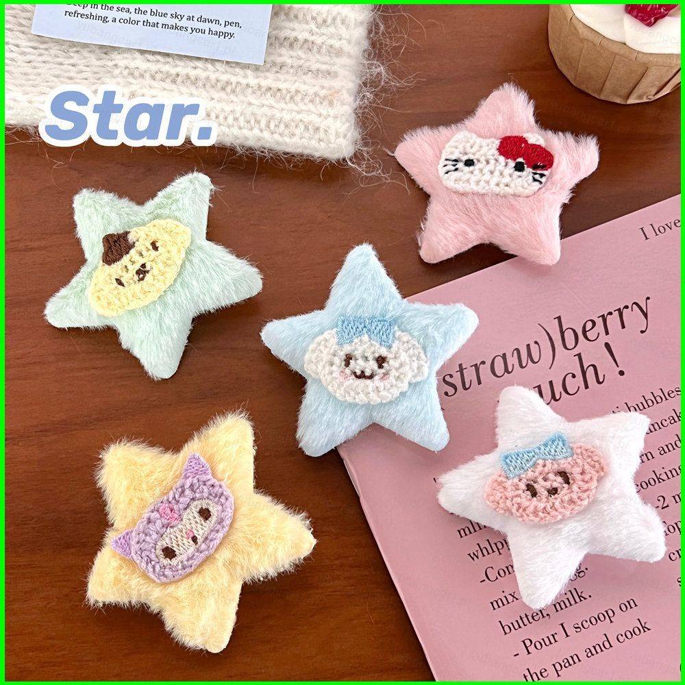 Kẹp Tóc Hình Ngôi Sao Năm Cánh Phủ Lông Nhiều Màu Sắc Thời Trang Cá Tính Cho Nữ sanrio kuromi melody
