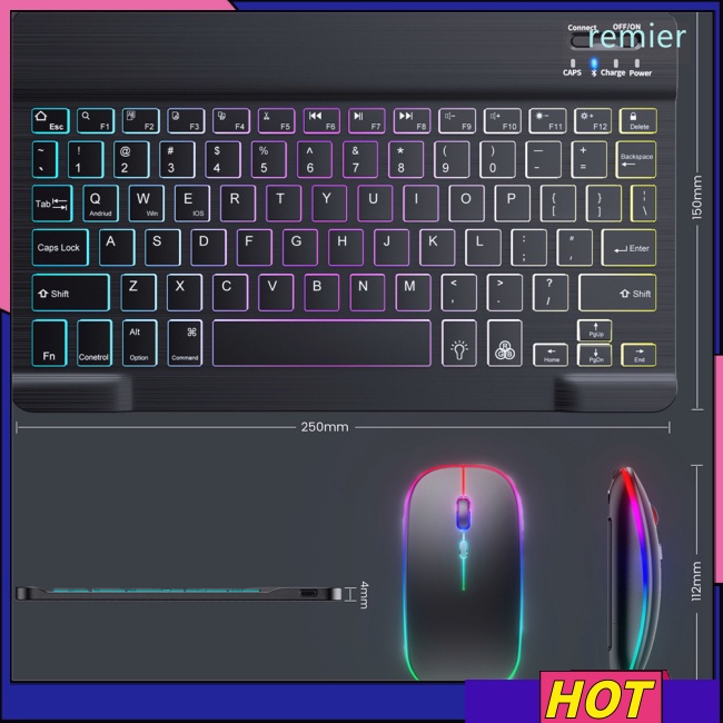 Remier Bàn Phím Và Chuột Không Dây 1200dpi Có Đèn Nền Nhiều Màu