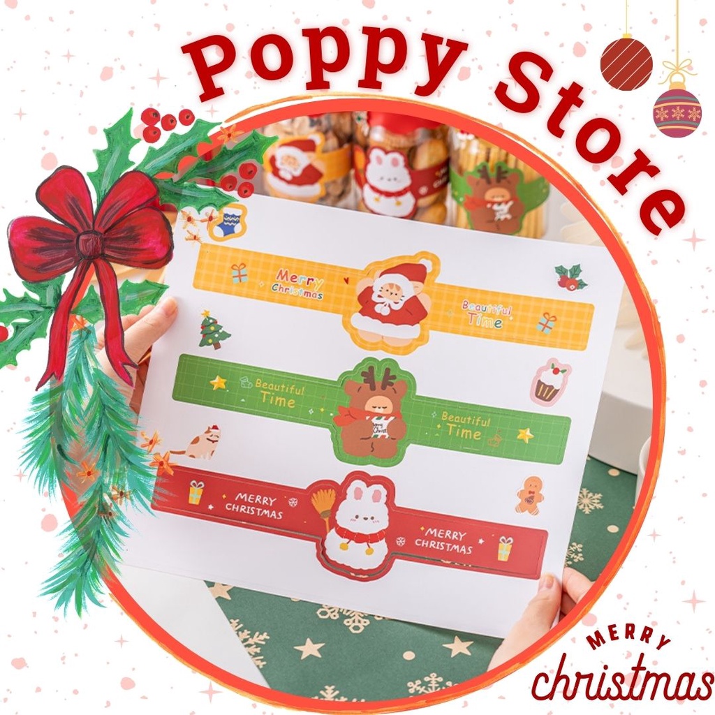 Decal, sticker dễ thương, trang trí hộp bánh, quà tặng, giáng sinh - POPPY STORE