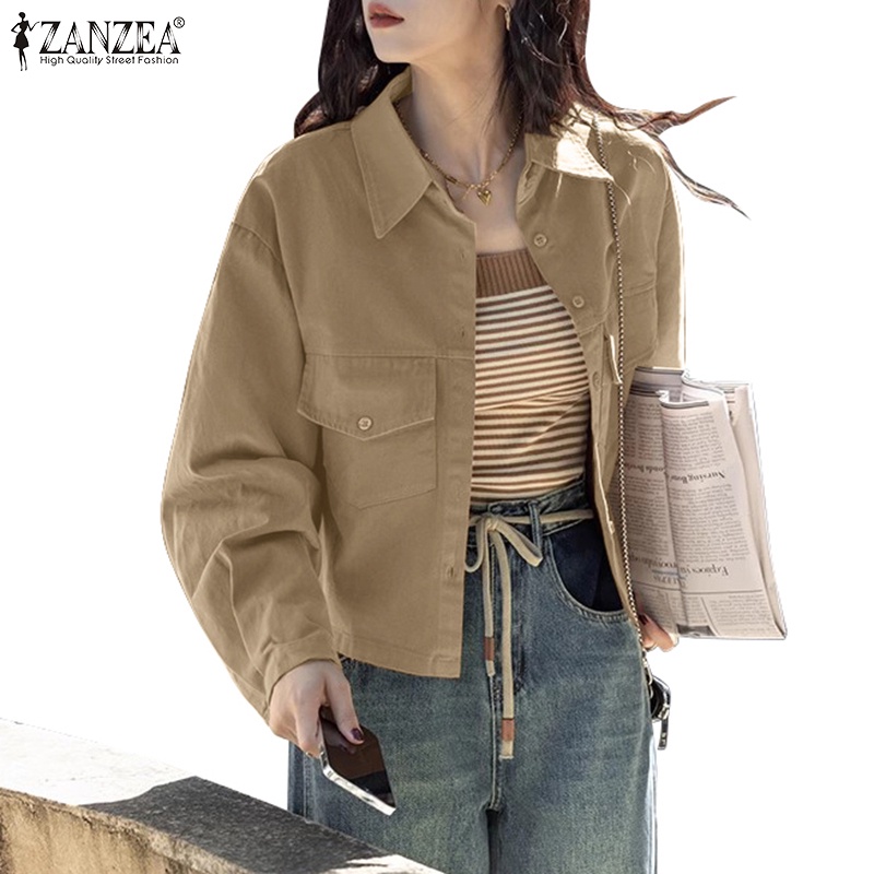 Zanzea Áo Khoác Nữ Tay Dài Kiểu Dáng Thời Trang Thanh Lịch