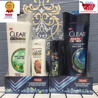 [MUA 1 TẶNG 1] Dầu Gội Clear 340g  Mát Lạnh Bạc Hà / Men tặng chai gội Strong Me 70g hoặc Active Cool 70g- CHÍNH HÃNG