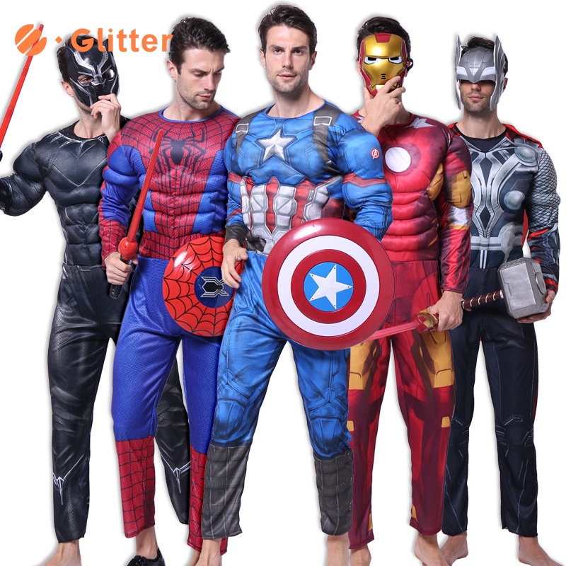 Bộ Áo Liền Quần Hóa Trang Siêu Anh Hùng Người Nhện Người Sắt hulk thor batman Cho Nam