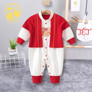 Bodysuit cho bé Tết Tài Lộc chất Cotton họa tiết dễ thương, Bộ thu đông cho bé gái bé trai, Mẫu quần áo sơ sinh 0-12M