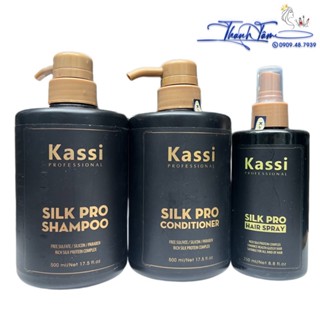  Bộ gội xả và xịt dưỡng siêu thơm mềm mượt phục hồi giữ màu tóc Kassi SILK PRO 500mlx2 250ml   New 2023   