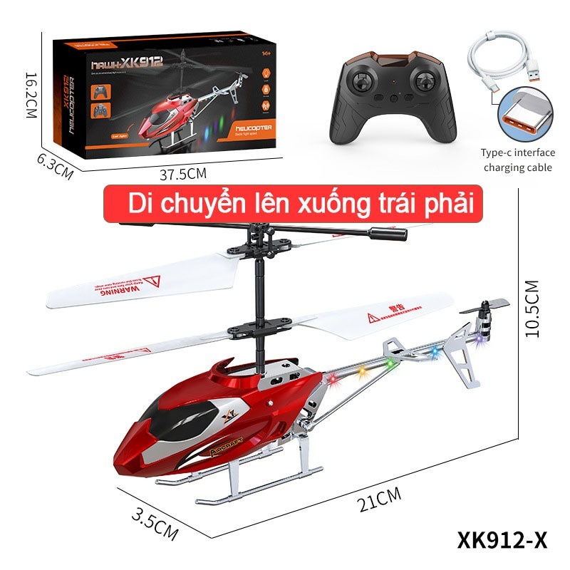 Đồ chơi máy bay trực thăng( XK912-X) điều khiển 4 chiều làm bằng kim hợp kim siêu khỏe cho bé
