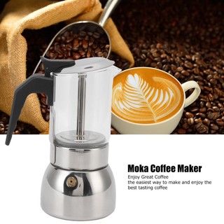 SpringF'lower Máy pha cà phê Ý cổ điển cầm tay bằng thép không gỉ Moka Pot chịu nhiệt cho gia đình và quán