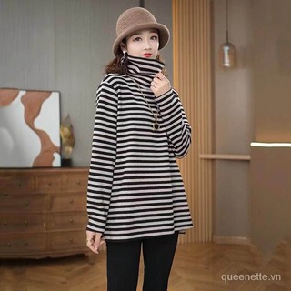Áo Sweater Lông Cừu Cổ Cao Tay Dài Dáng Rộng Dễ Phối Đồ Thời Trang Thu Đông Cho Nữ