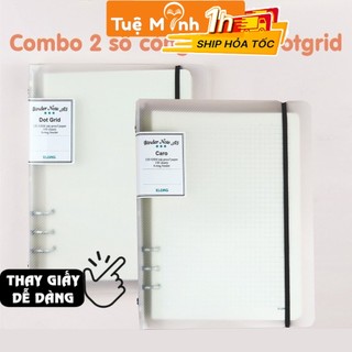 Combo 2 sổ còng klong a5 ruột caro + dot grid 200 trang ms 994-995 120gsm bullet journal refill giấy