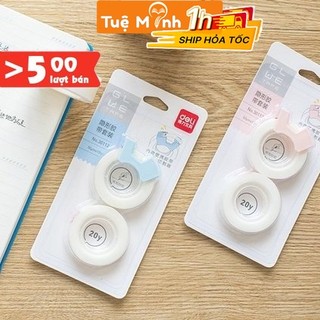 Bộ 2 cuộn băng dính ghi chú note trong mờ trong suốt kèm đồ cắt VPPTUEMINH, băng giấy note tiện lợi