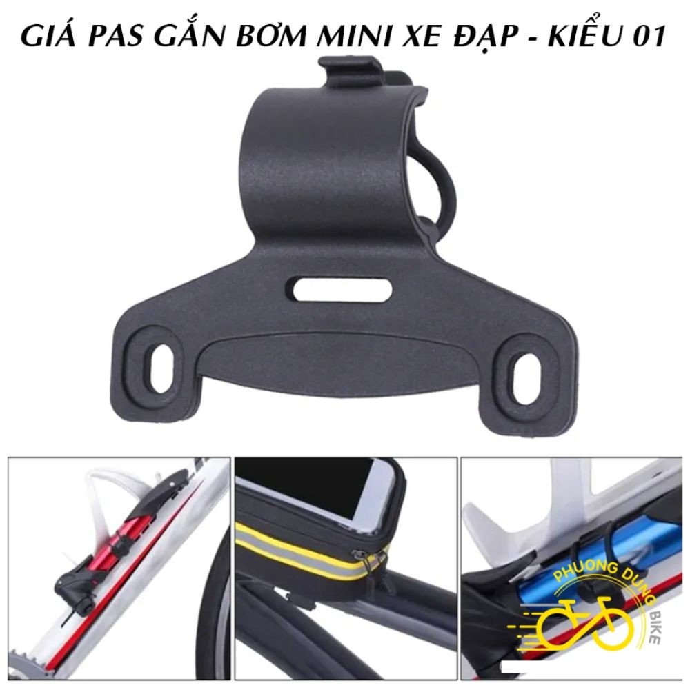 Giá pas gắn bơm mini xe đạp cỡ 20mm - Kiểu 01