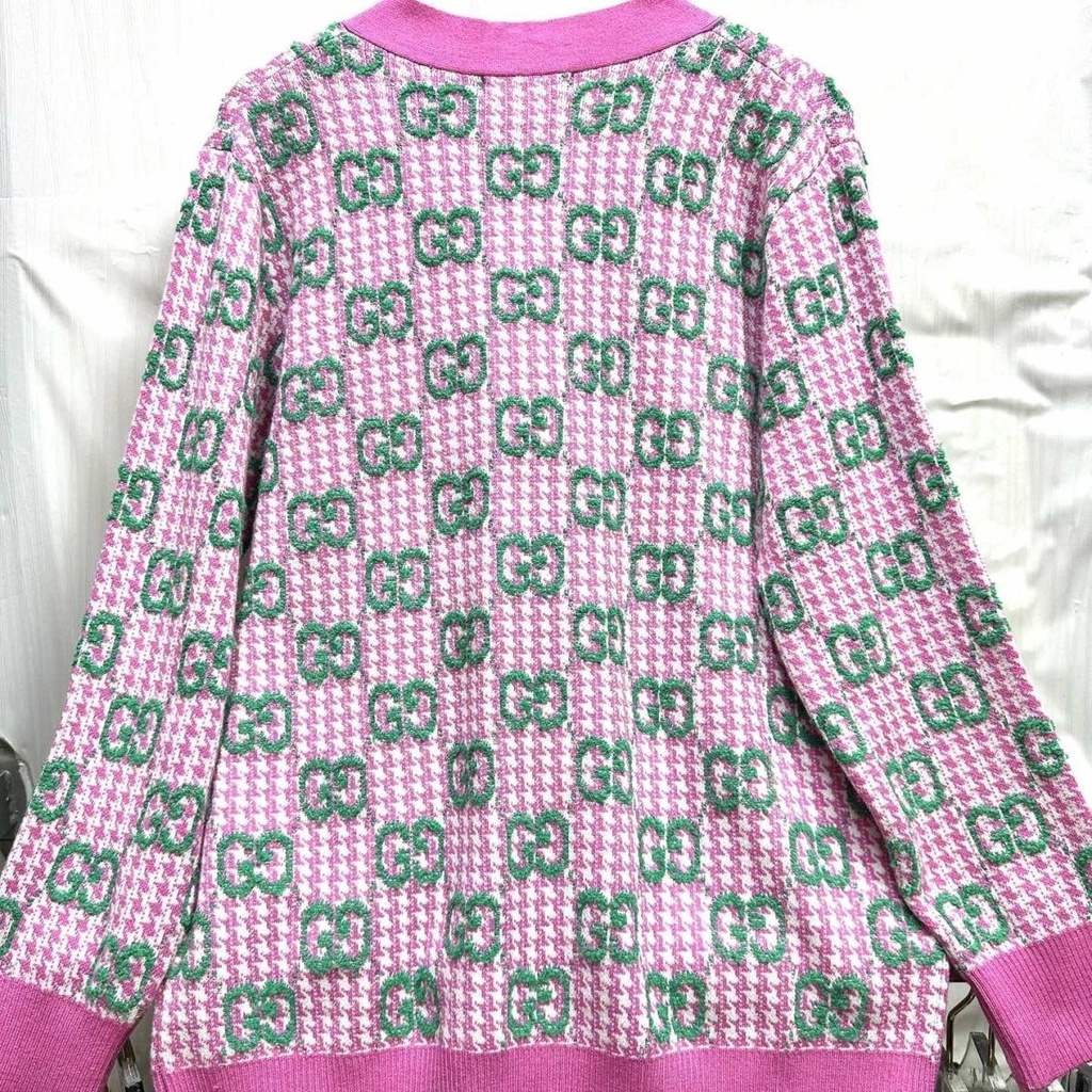 Áo Khoác cardigan Dệt Kim Tay Dài In Chữ Cái Phối Màu Tương Phản Thời Trang Thu Đông Hàng Mới 2023