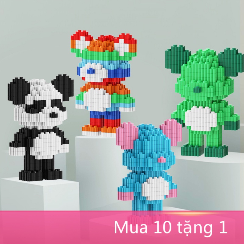 Đồ chơi mô hình lắp ráp Gấu Bearbrick 3D size 12cm lắp ráp xếp hình bear brick mini 3D dễ thương lego bearbrick đồ chơi lắp ráp