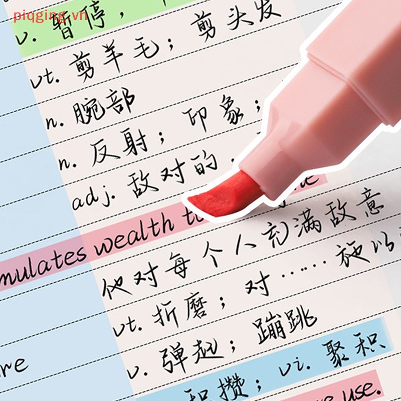 Piqging Set 6 Bút Đánh Dấu Hai Đầu Màu Sáng Dễ Thương diy Cho Học Sinh Trung Học / Văn Phòng vn