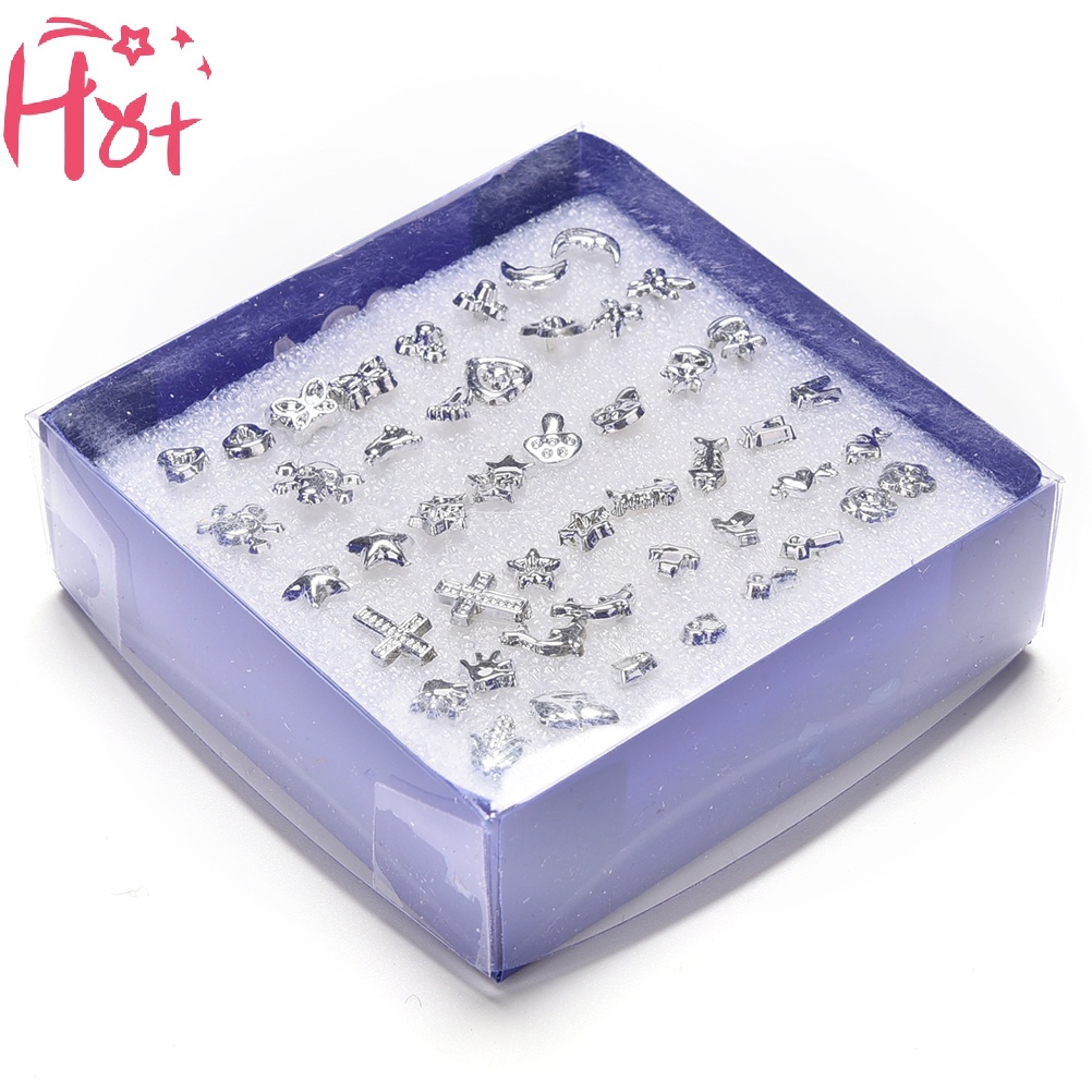 Set 24 Đôi Khuyên Tai Nhựa Mạ Bạc Thời Trang vn