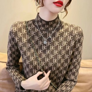Mùa Thu Đông / Phiên Bản Hàn Quốc / Nửa Cổ Lọ / Áo Thun Nữ / Áo Thun Tay Dài / Lót Lông Cừu / Mỏng / Giữ Ấm / Giữ Ấm /