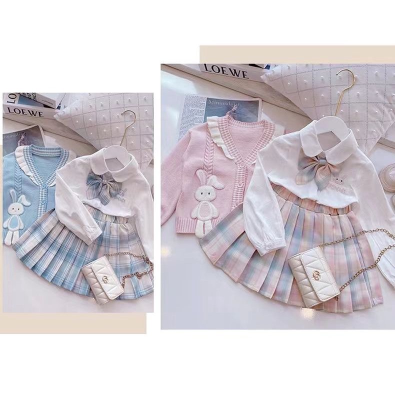 Bộ Đồng Phục Áo sweater + Chân Váy Xếp Ly Phong Cách Mới 2023 Cho Bé Gái