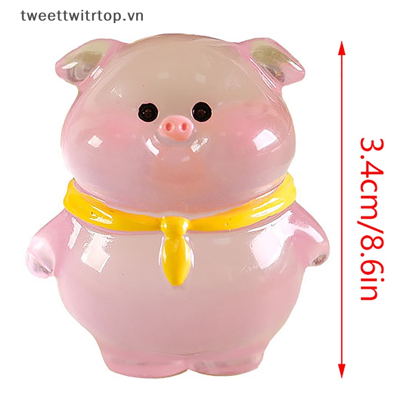 Tritop 1 Đồ trang trí Chú Heo Mặc Áo Mưa Dạ Quang Trang Trí Tiểu Cảnh / Nhà Búp Bê vn