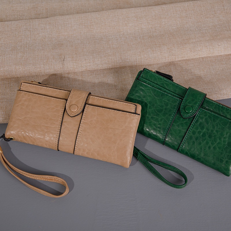 Mới Ví Dài Đựng Thẻ Có Dây Đeo Cổ Tay Khóa Kéo Phong Cách vintage Dành Cho Nữ