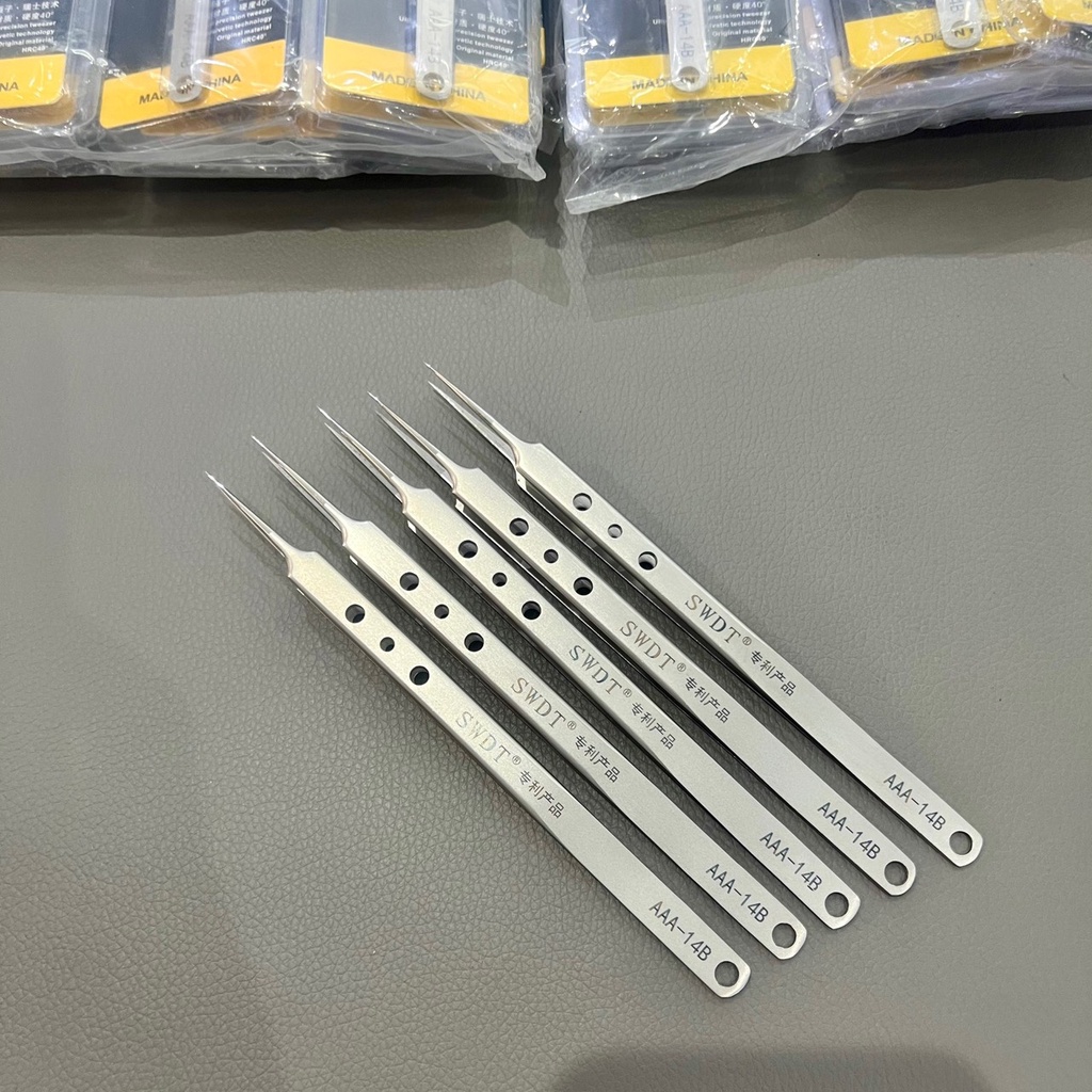 Nhíp 3 lỗ thẳng SWDT AAA-14B đầu nhọn, cứng