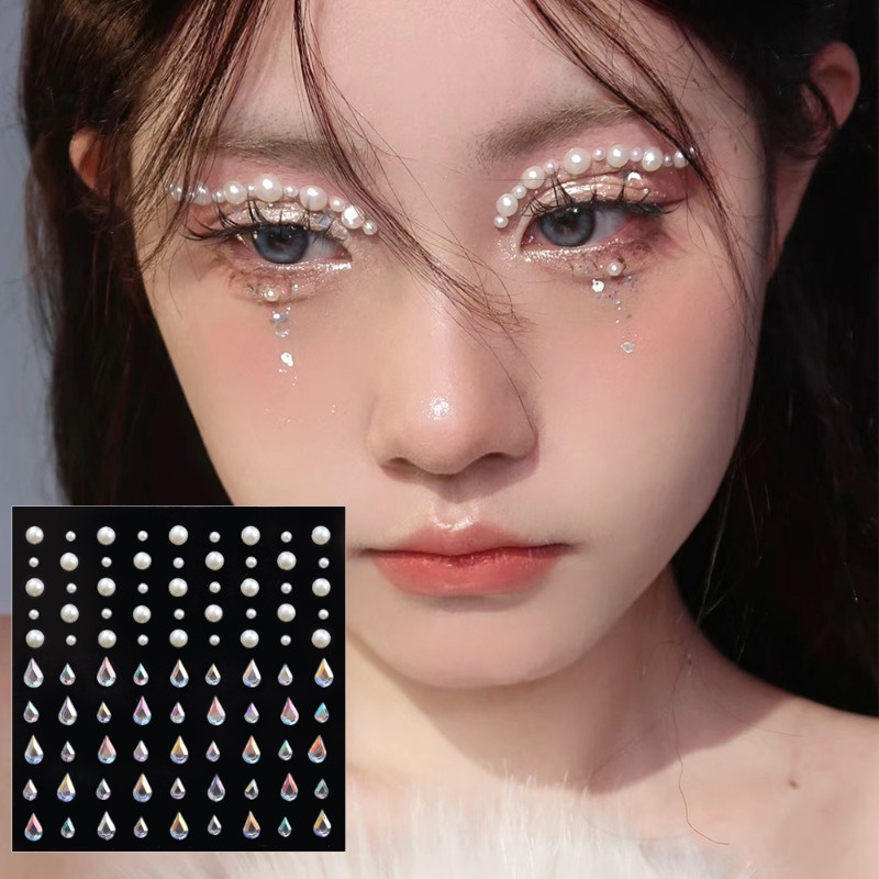 Miếng Dán Trang Điểm Mặt / Trang Trí Móng Tay Tự Dính Hình Mặt Trăng / Ngôi Sao Lấp Lánh Nhiều Màu Sắc