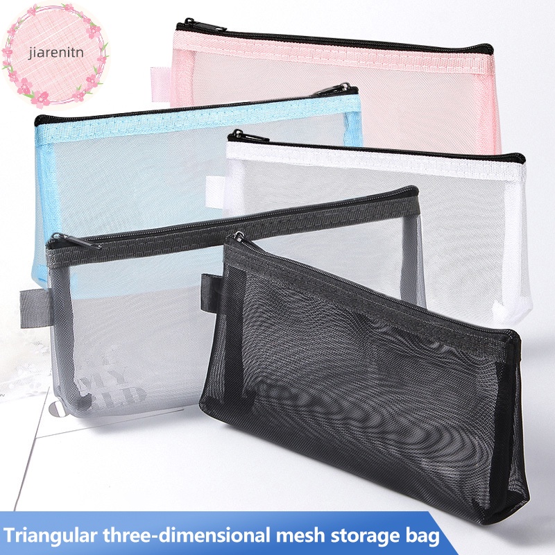 Jiarenitn Túi Đựng Bút Dạng Lưới Màu Trong Suốt Cho Học Sinh / Văn Phòng vn