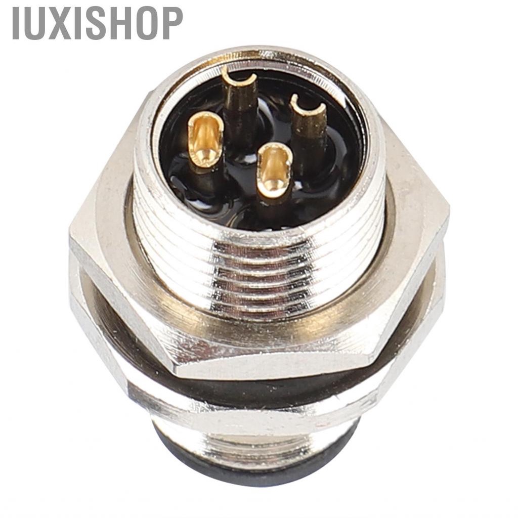 Iuxishop Brass Panel Mounted Socket Connector M12 4 Pin Plug 250V 4A