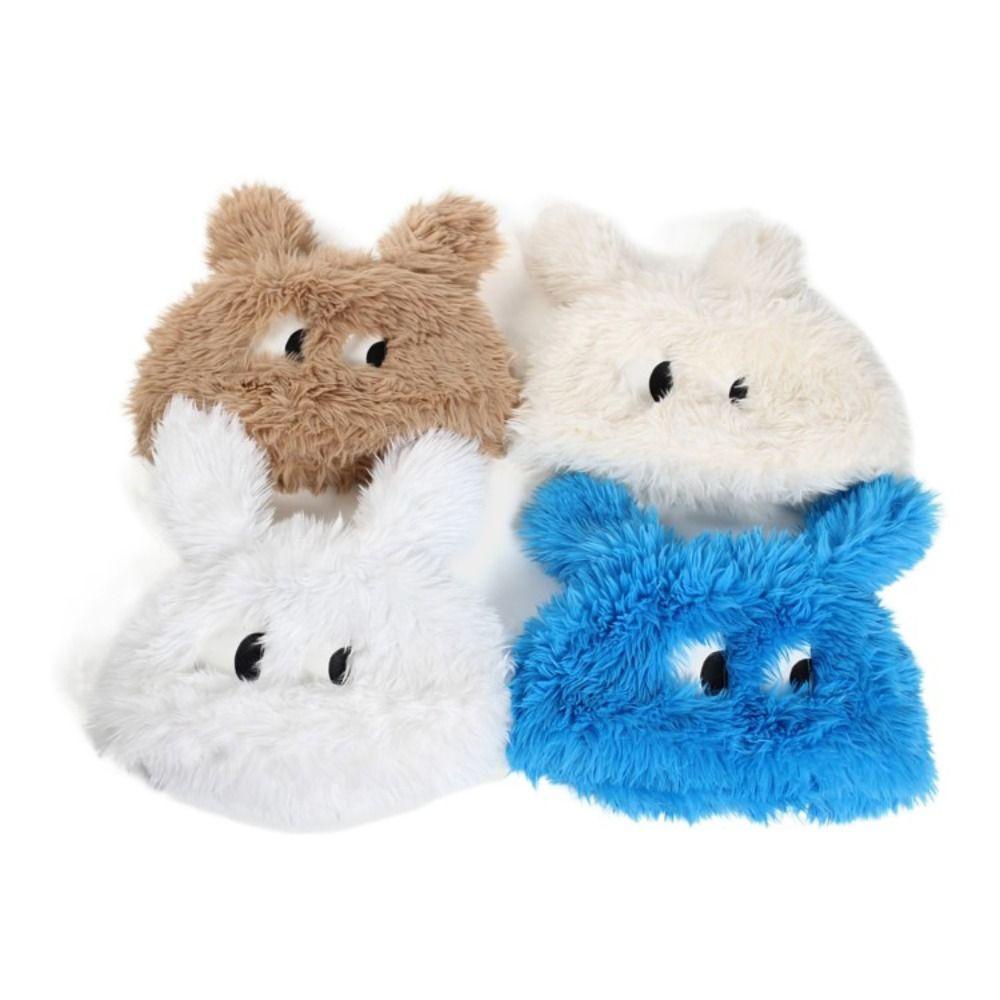 Mũ beanie Bằng Vải Nhung Lông Dày Dặn Màu Trơn Hình Đầu Lâu Mắt To Dễ Thương Phong Cách Nhật Bản