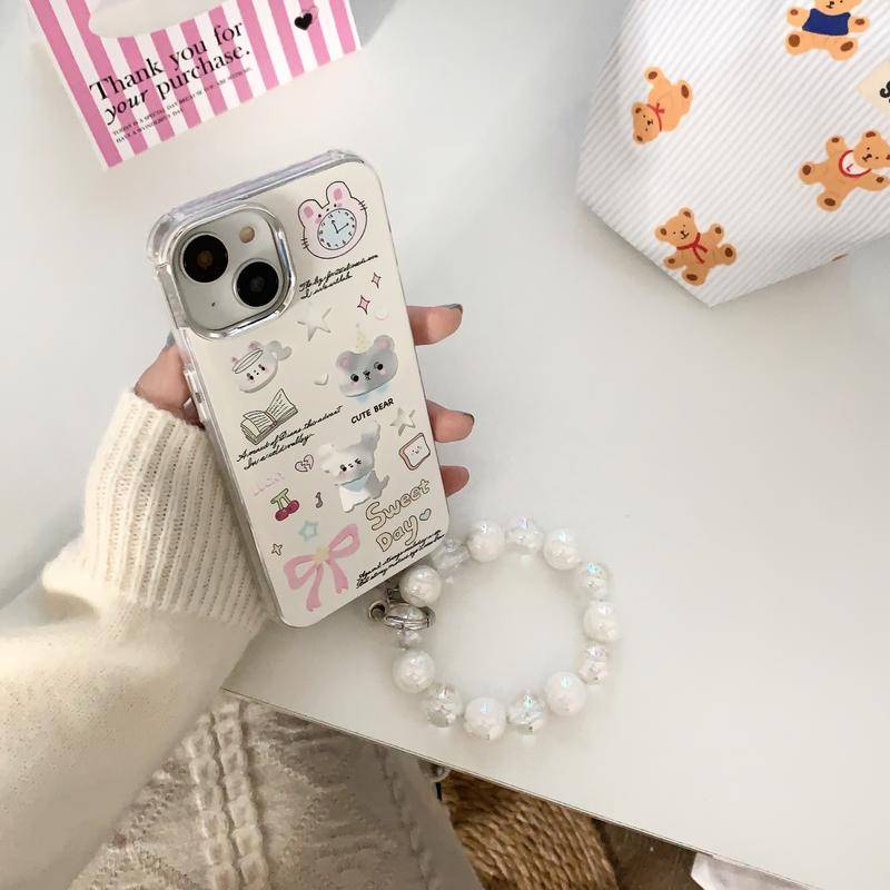 Ốp Điện Thoại Chống Tia uv Hình Động Vật Hoạt Họa Có Dây Đeo Cho iphone 15 pro max 14 pro 13 pro max 12 pro iphone 11