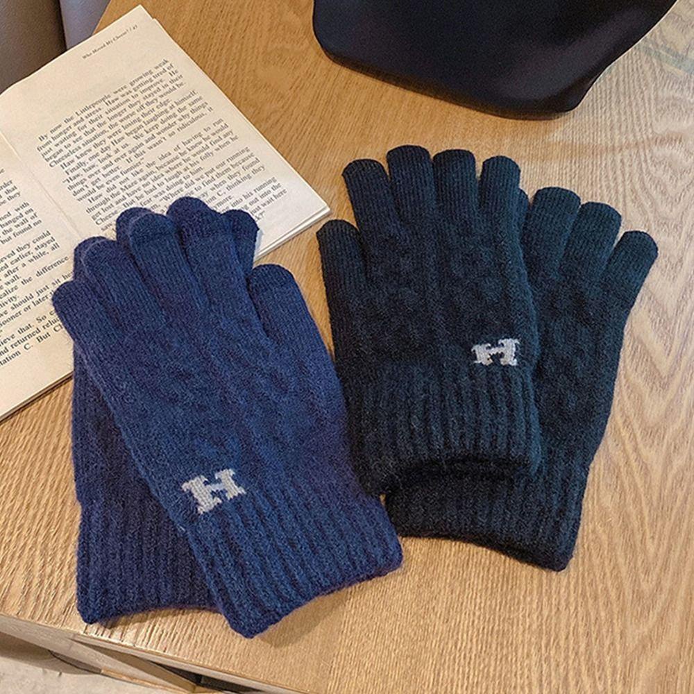 Găng Tay Len Lông Cừu Màu Trơn Giữ Ấm Dùng Được Màn Hình Cảm Ứng Chất Lượng Cao Dùng Khi Lái Xe Dành Cho Nam
