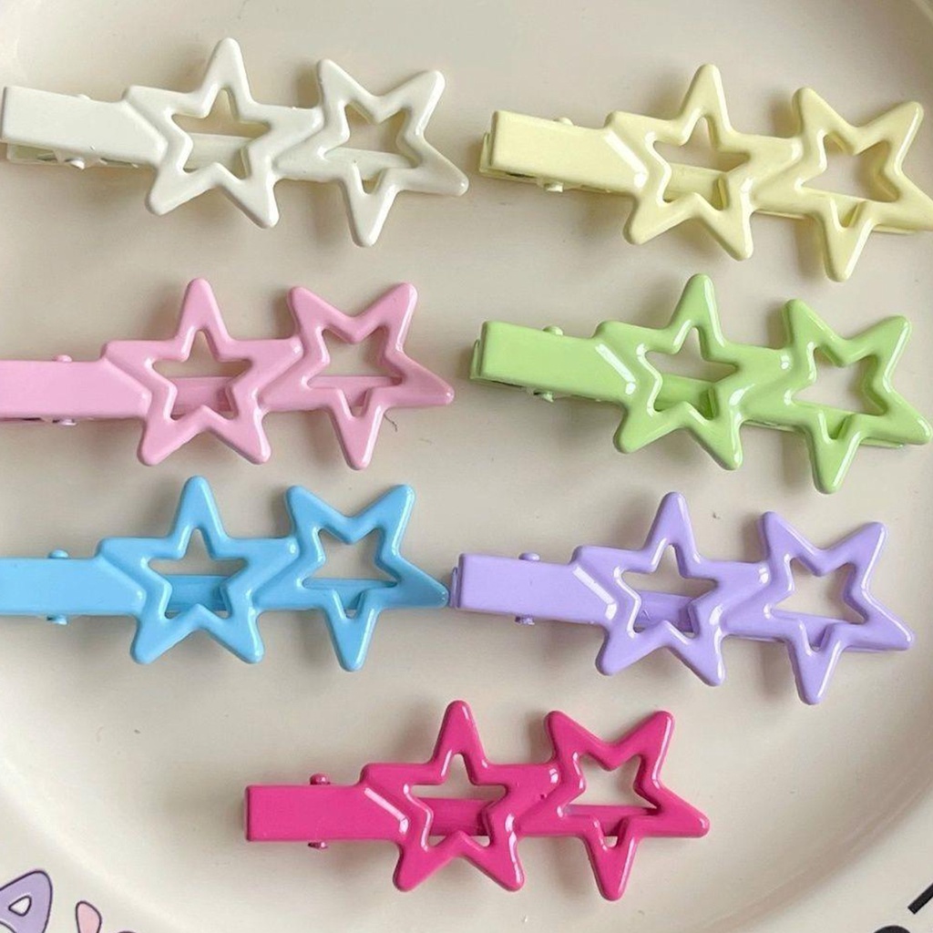 Set 1 / 5 Cặp Tóc Hình Ngôi Sao Năm Cánh Nhiều Màu Sắc Ngọt Ngào Thời Trang Cho Nữ