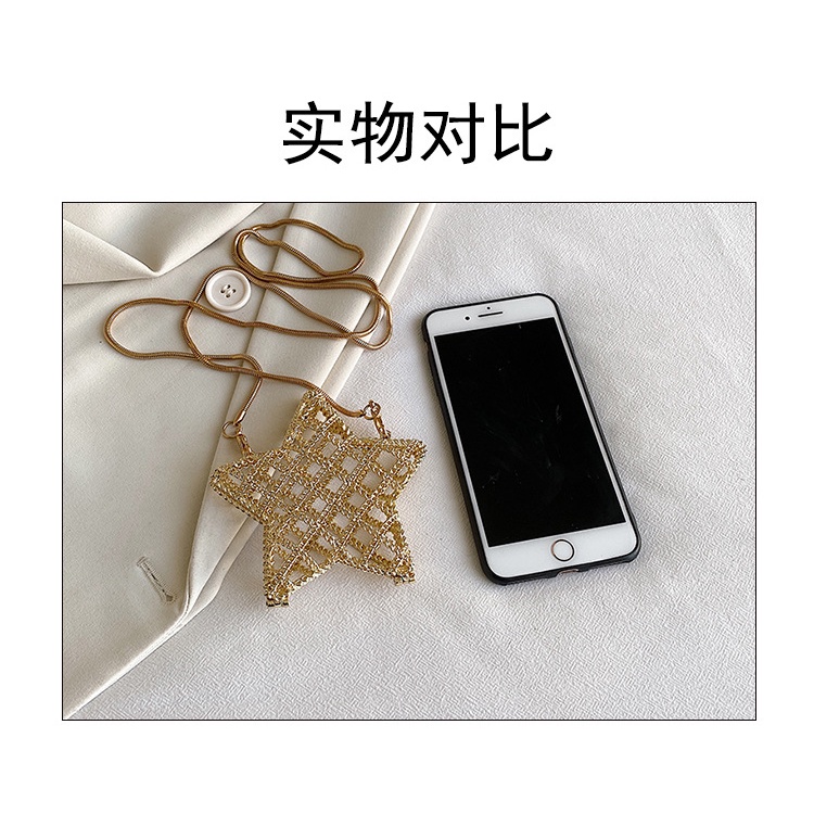 Jasmin noir Ví Cầm Tay Dây Xích Sắt Dệt Hình Ngôi Sao Rỗng Nhỏ Cho Nữ Dự Tiệc Tối