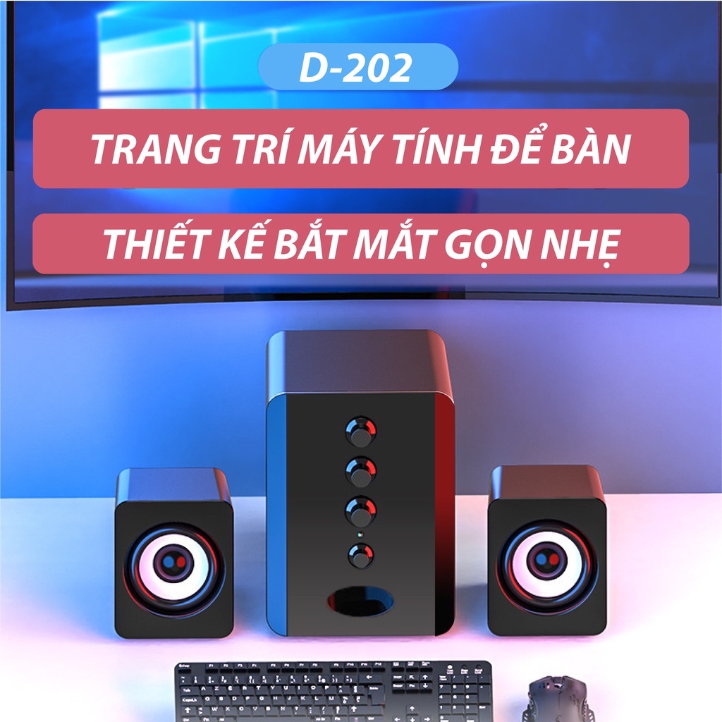 Bộ Loa Máy Tính USB KAW D202 Công Suất Lớn, Âm Thanh Sống Động -Bảo Hành 12 Tháng
