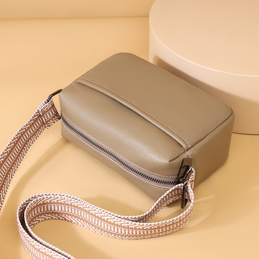 Túi Đeo Chéo Vuông Bằng Da Thật Có Khóa Kéo Đa Năng Thời Trang Cho Nữ