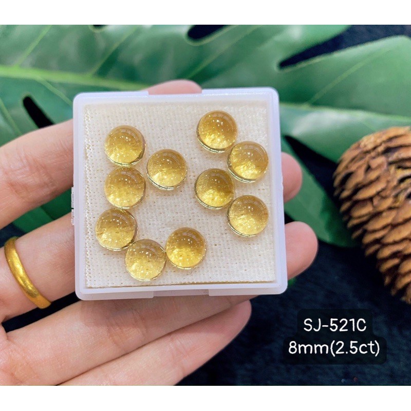 Mặt Đá Mài Láng Citrine, Amethyst và Moonstone Tròn 6-8mm