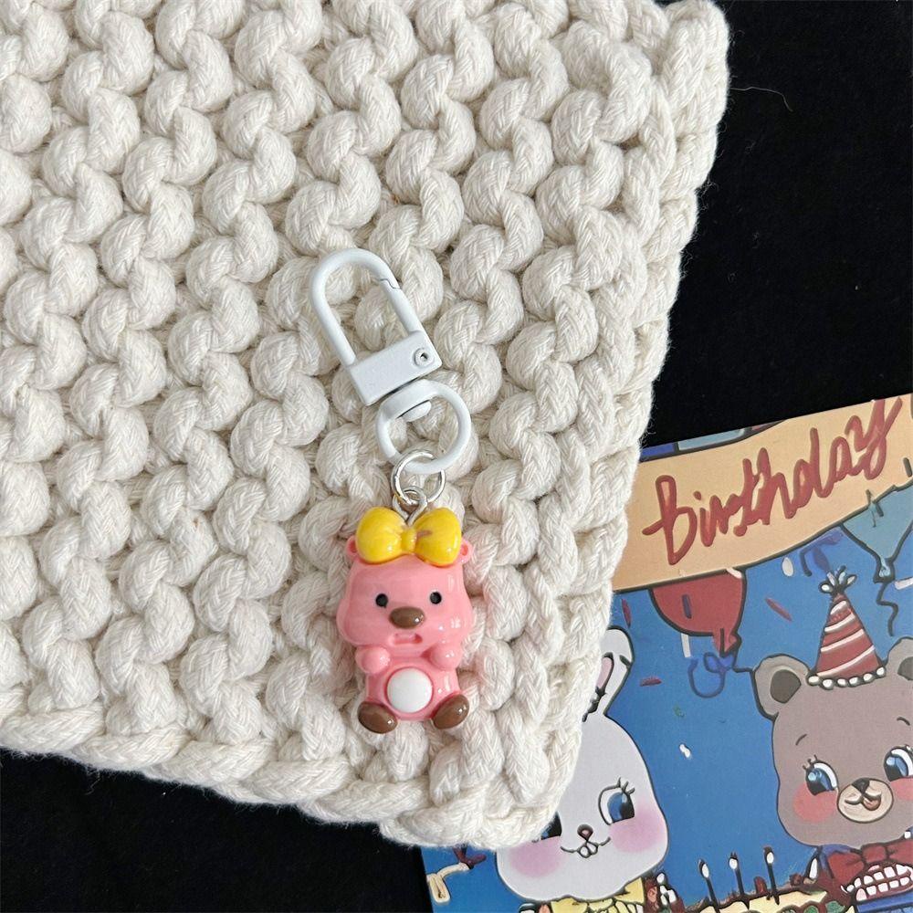 Shanhai loopy Móc Chìa Khóa Bằng Sợi resin Màu Hồng Họa Tiết Hoạt Hình Phong Cách Hàn Quốc