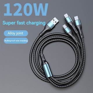 Dây Cáp Sạc Nhanh 3 Trong 1 120w Cho iphone 14 13 12 micro usb type c huawei xiaomi samsung