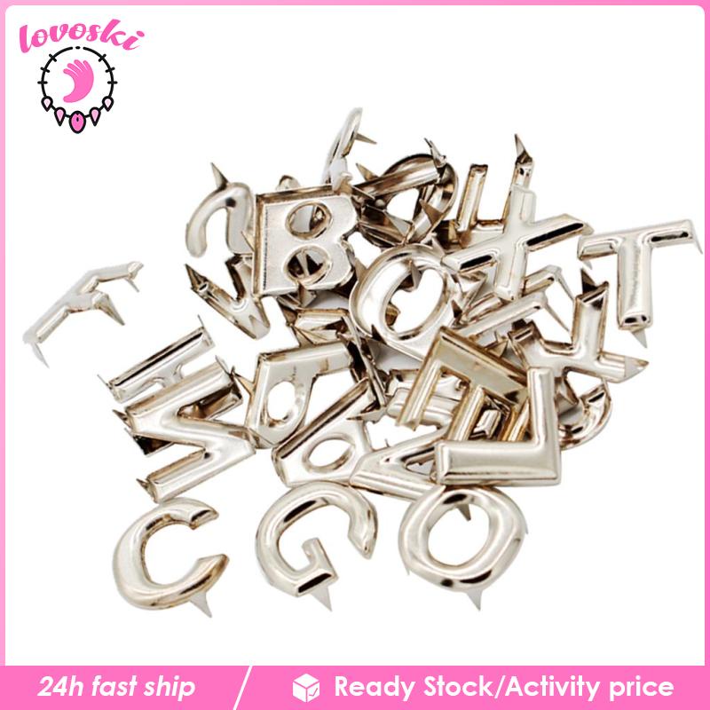 Set 26 Đinh Tán Kim Loại Hình Chữ Cái Dùng Để Trang Trí Đồ Da / Mũ / Túi Xách