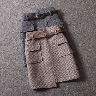 Chân Váy Len Dáng Chữ a Họa Tiết Kẻ Sọc Phong Cách Mới Thời Trang Thu Đông Cho Nữ