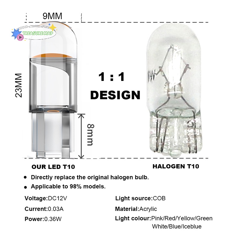 Đèn led cob w5w t10 6000k Ánh Sáng Trắng Tự Động 6000k Gắn Biển Số Xe Hơi