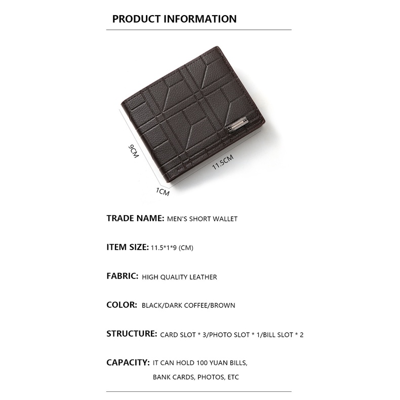 Ví Da Nam Dáng Ngắn Họa Tiết Caro Thời Trang Sang Trọng Giá Đỡ