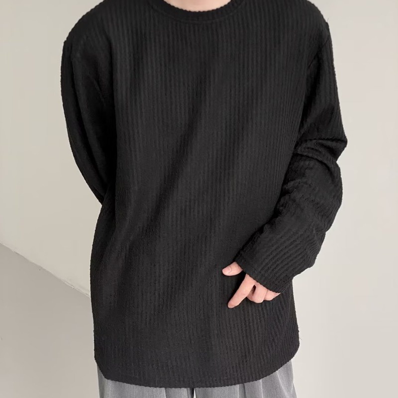 Áo sweater Cổ Tròn Dáng Rộng Màu Trơn Phong Cách Mới Đơn Giản Dễ Phối Đồ Cho Nam