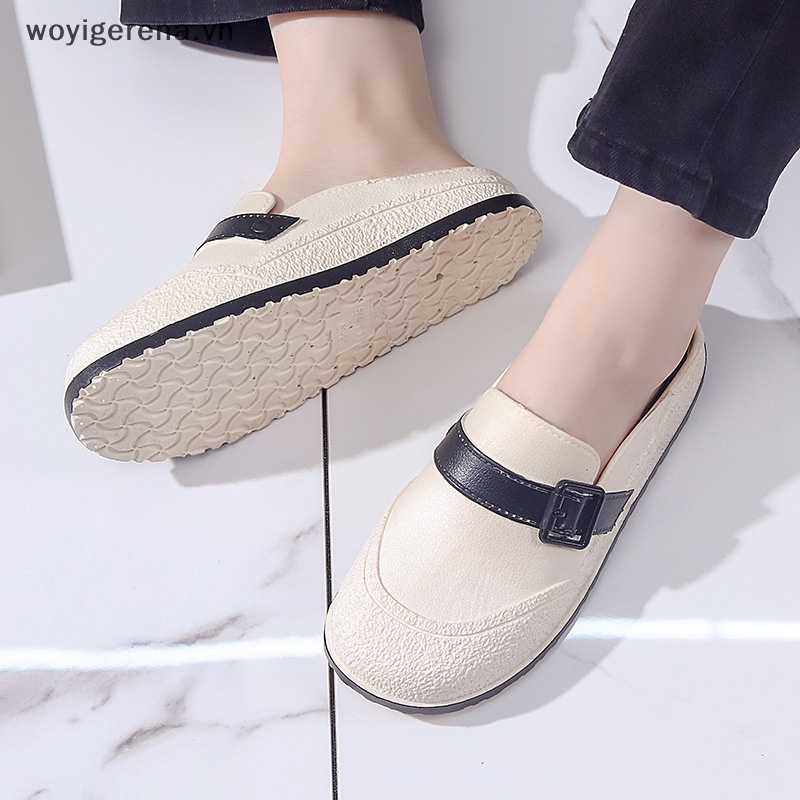 Dép Mũi Tròn Chống Trượt Thời Trang retro Cho Nữ