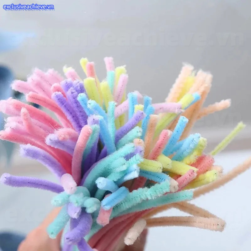 Set 100 Que Gỗ Màu Sắc Macaron Dùng Làm Đồ Thủ Công Cho Bé