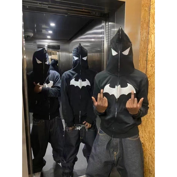 Áo Hoodie Có Khóa Kéo In Hình batman y2k Phong Cách gothic punk Cho Nam Nữ