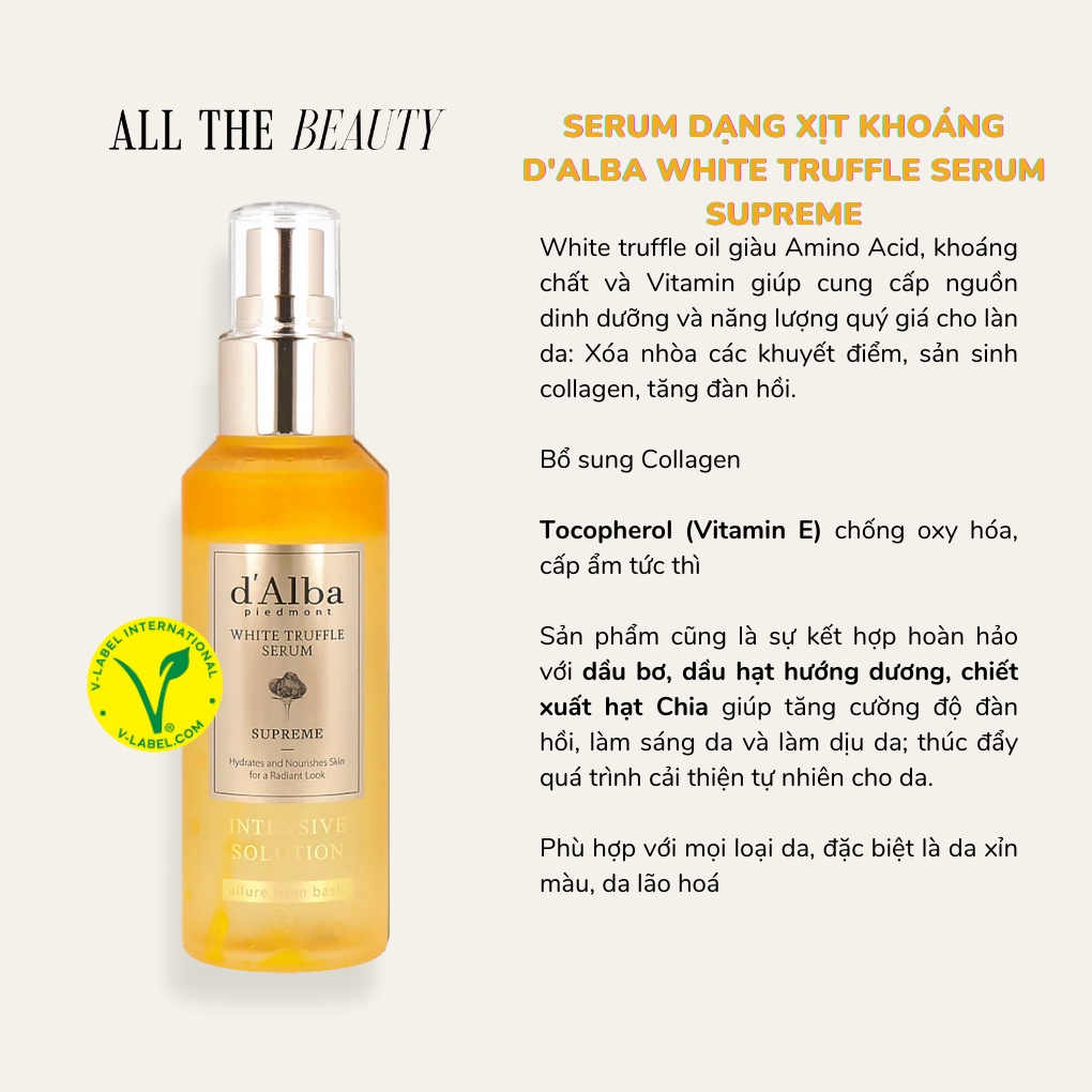Serum dạng xịt khoáng d'Alba căng bóng da thuần chay