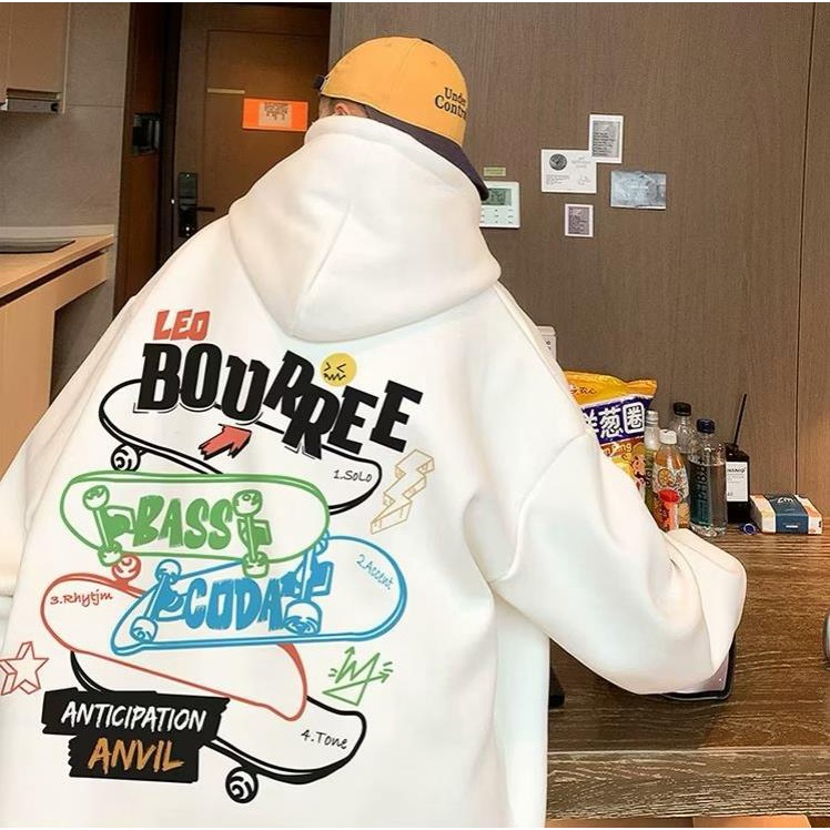 Áo hoodie Nhung Dày Tay Dài In Chữ graffiti Phong Cách Mỹ Thời Trang Mùa Thu Cho Nam Cỡ m-5xl