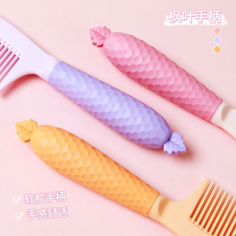 Lược chải tóc răng dày màu Pastel hình Lá Phong đơn giản dễ thương 22cm