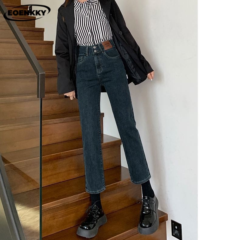 EOENKKY quần ống rộng quần nữ jean INS Dễ thương Cổ điển xu hướng WNK239333V38Z230923