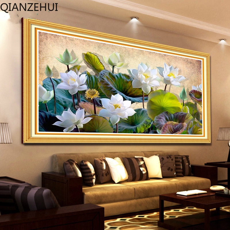 Bộ Tranh Thêu Chữ Thập Tự Làm 11ct Hình Hoa Sen